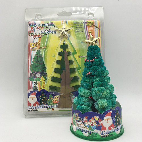 纸树开花七彩圣诞树魔法浇水生长结晶科学实验圣诞节创意玩具礼品 - 图1