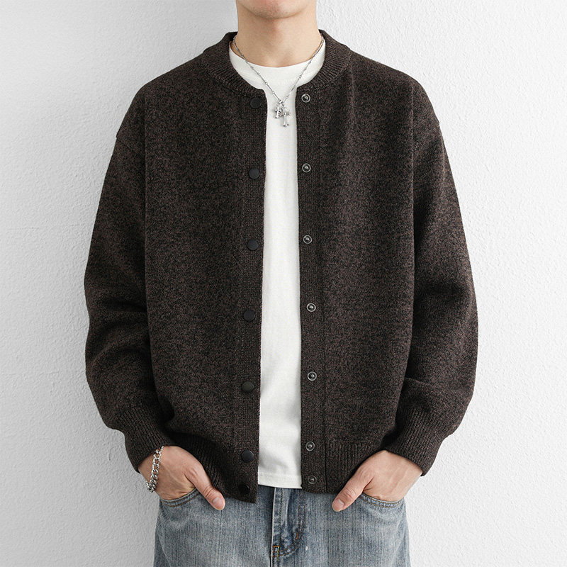 URSBOB2025秋冬新款男针织衫外套休闲宽松长袖青年圆领开衫上衣潮,淘宝优惠券,粉丝福利购,淘宝优惠卷
