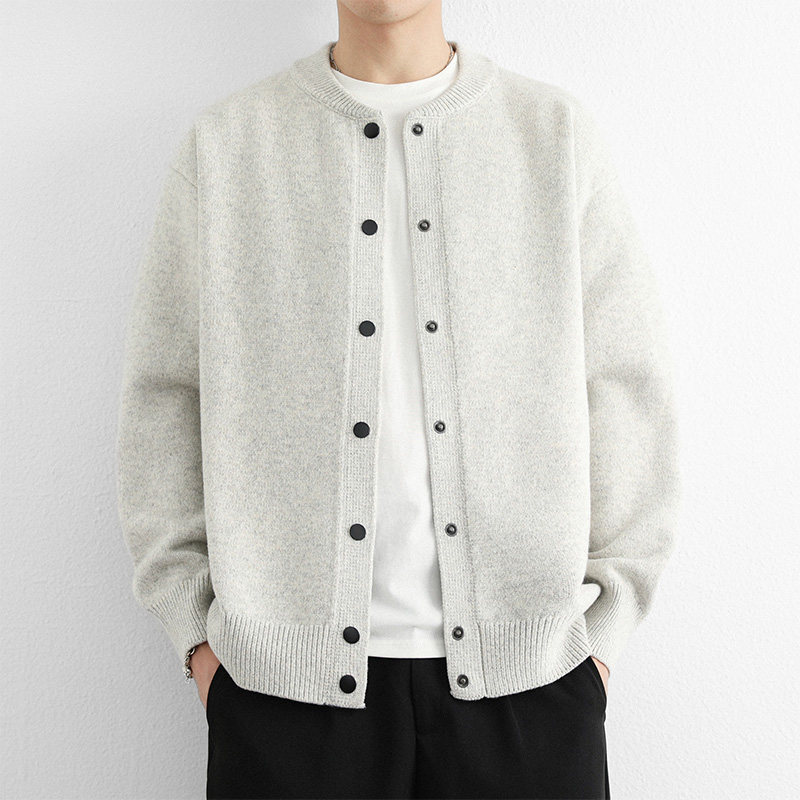 URSBOB2025秋冬新款男针织衫外套休闲宽松长袖青年圆领开衫上衣潮,淘宝优惠券,粉丝福利购,淘宝优惠卷