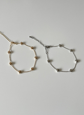 闭眼入！韩系爱心手链金色银色复古文艺简约通勤百搭饰品