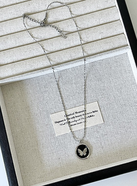 Ojala原创设计暗夜蝴蝶y2k项链infp小蝴蝶时尚个性百搭饰品