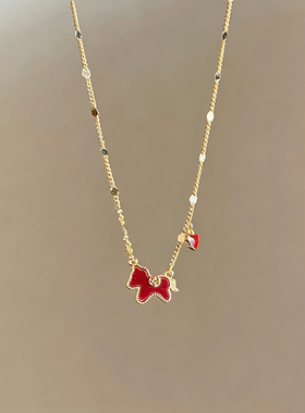 马上有钱2026年新款项链女秋冬轻奢高级感耳环红色爱心锁骨链配饰