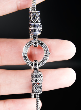 925纯银长短款蛇骨项链