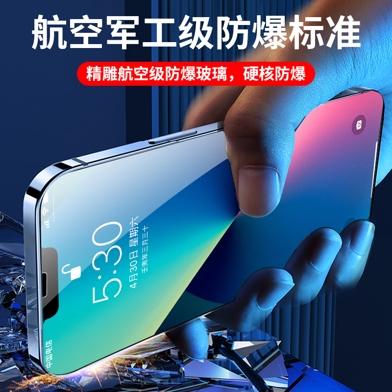 适用苹果14/13promax钢化膜全屏新款秒贴盒iPhone12防偷窥14plus听筒防尘11全包保护手机膜xsmax辅助贴膜神器-图0