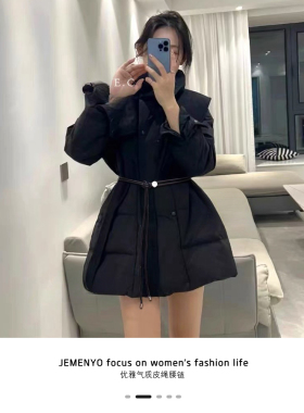皮绳腰带女细装饰连衣裙