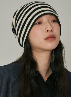 ziyi针织帽女条纹舒适慵懒垂坠感