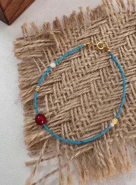 简约天然石小众纯银手链设计感优化松石新中式手串淡水珍珠串珠