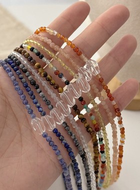 天然石彩色玛瑙串珠月光石项链