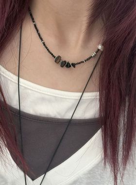 民族风泰银黑色项链S925银串珠