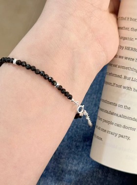高级感东大门黑色手链纯银手串
