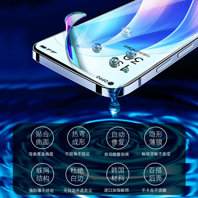 适用oppoReno7钢化水凝膜Reno8Pro手机4SE原装oppo6防窥opopreno5k软膜oppreno5opporenoz3贴膜opporenoace2 - 图2