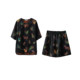 A trace of gourd fragrant cloud gauze flower rose red cloud gauze silk short-sleeved shorts suits women's 100% silk mulberry silk set two-pieces