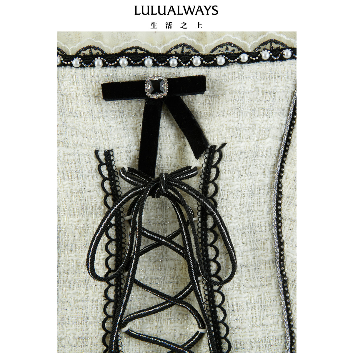 LULUALWAYS我爱露露26春季新款千金名媛风小香风米白色无袖连衣裙,淘宝优惠券,粉丝福利购,淘宝优惠卷