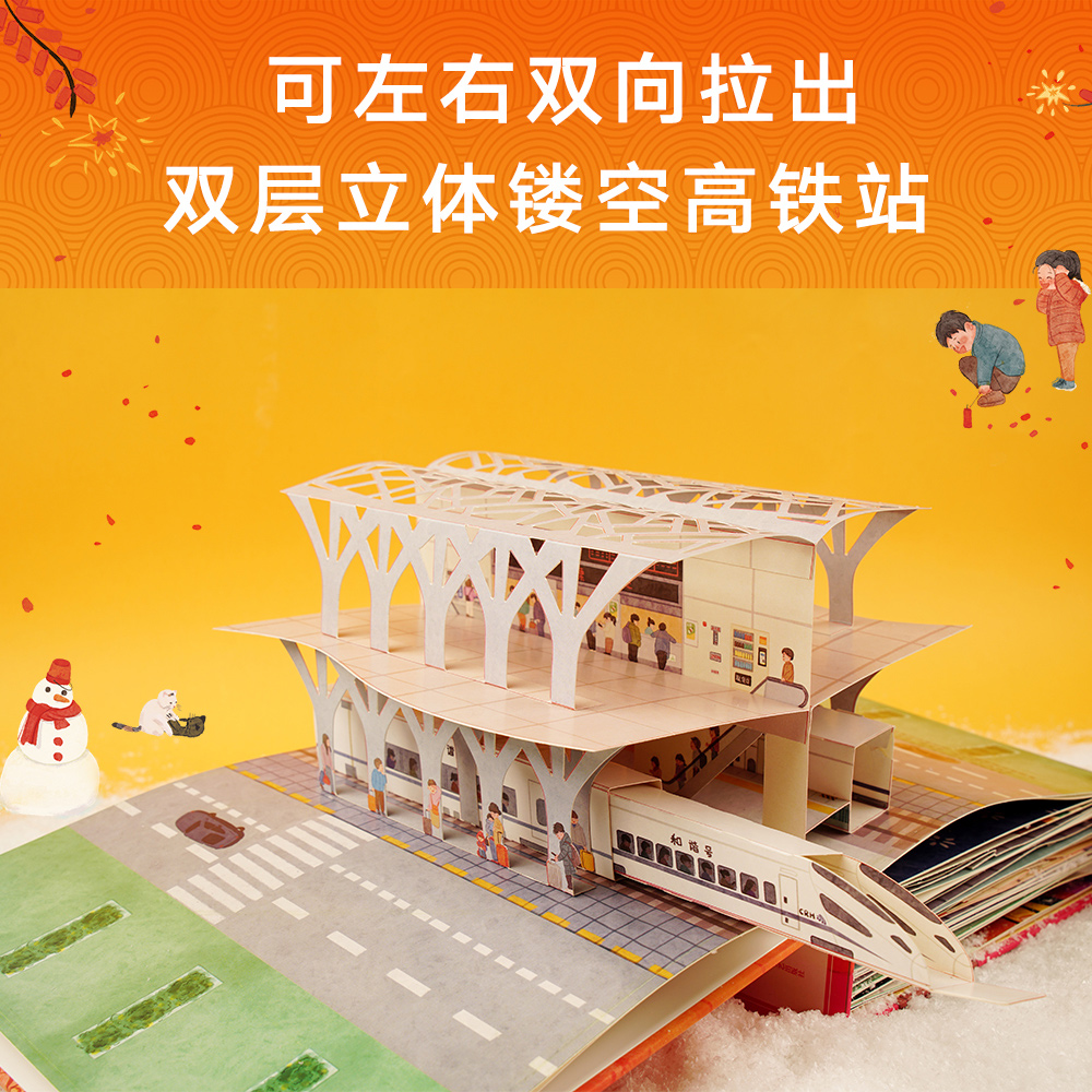 【现货】过大年 立体书 儿童文学  绘本  1.5米长年货大街 双层镂空高铁站 沉浸式赶集体验 可玩性很强  春节习俗  果麦官方旗舰店