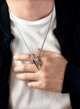 闪电潮牌项链男钛钢潮流毛衣链