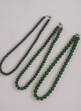 时尚绿色仿珍珠短项链