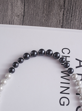 渐变大小珠重工打结长款毛衣链