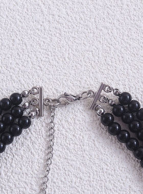 复古黑色三层颈链choker女