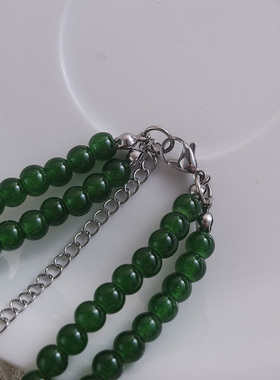 绿色双层仿珍珠短项链