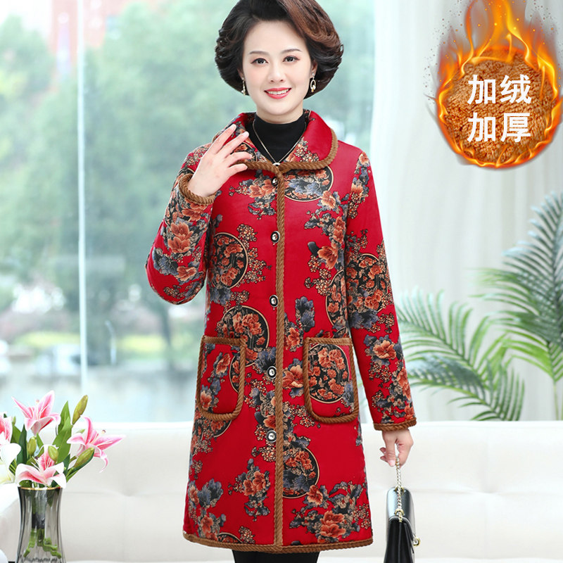 千丝鹿中长款中老年女装妈妈棉衣 千丝鹿中老年女装