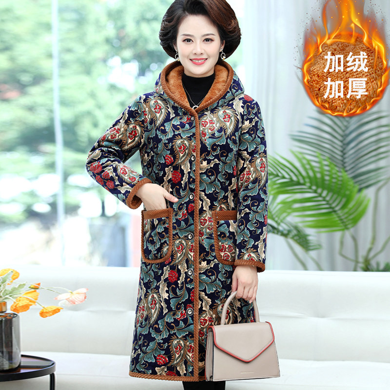 千丝鹿中长款妈妈中老年女装棉衣 千丝鹿中老年女装