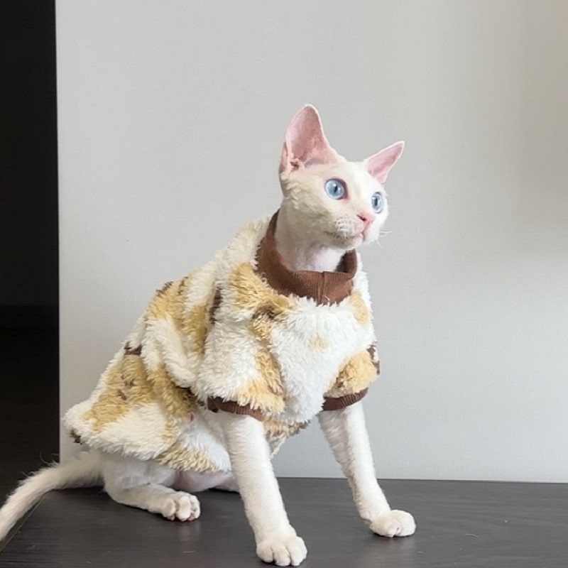 无毛猫衣服秋冬款双面绒德文衣服阿比西尼亚母猫冬季保暖护肚衣