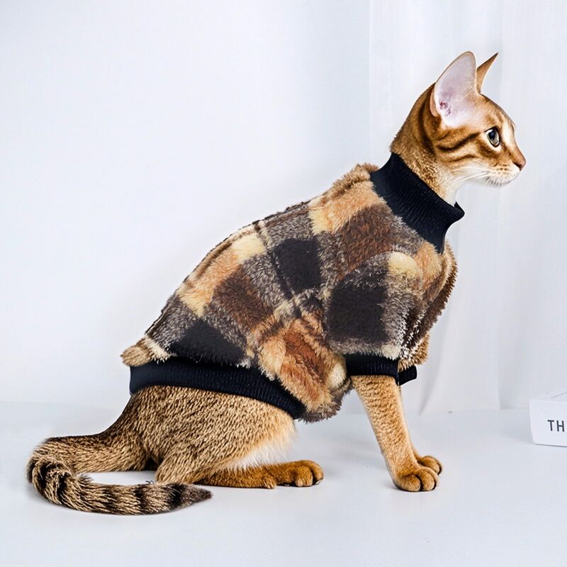 阿比西尼亚猫衣服秋冬季保暖防寒专用加绒德文猫无毛猫过冬衣服