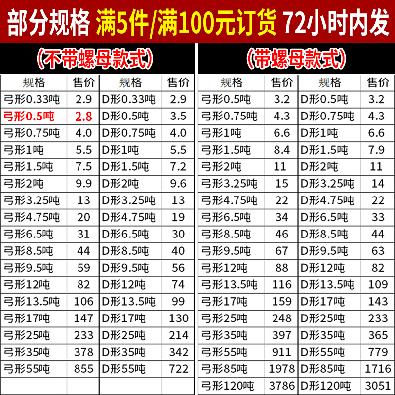 卡环卡扣美标弓形吊钩D型卸扣高强度U型吊耳安全吊装配件起重工具-图3