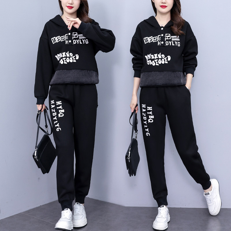 一整套加绒加厚套装女秋冬保暖宽松大码女装牛仔卫衣长袖裤子冬季,淘宝优惠券,粉丝福利购,淘宝优惠卷