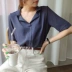 Lei Conris 2019 mới ngắn tay áo voan màu rắn nữ mùa hè Han Fan thời trang sơ mi giản dị nữ lỏng lẻo - Cộng với kích thước quần áo váy đầm đẹp Cộng với kích thước quần áo