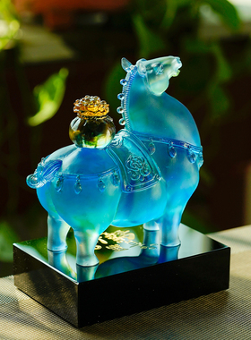 马上有钱琉璃生肖招财马摆件
