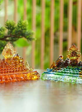 古法琉璃桌面装饰摆件百宝座