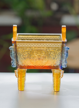 琉璃四方火神鼎摆件鼎盛千秋