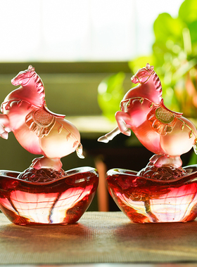 琉璃马上富贵招财马桌面摆件