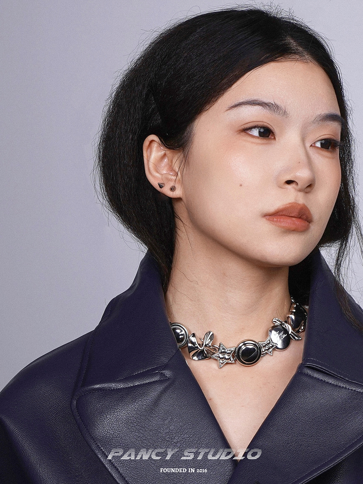 PANCY金属朋克钛钢铆钉耳钉小众冷淡个性暗黑不掉色耳饰男女潮酷 - 图1