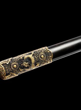 龙泉市刀剑宝剑花纹钢烧刃黑檀木