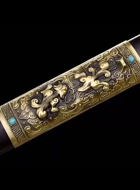 曹操战剑花纹钢锻打龙泉一体手工