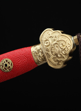 龙泉市刀剑羽毛纹烧刃四面剑手工