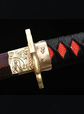 龙泉刀剑百炼花纹钢烤紫日本打刀