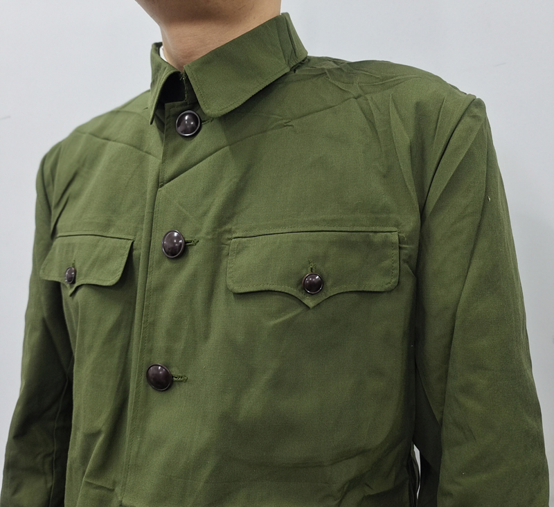1966年库存老货 65占士的确良罩衣老兵收藏服装军收藏绿色 - 图2