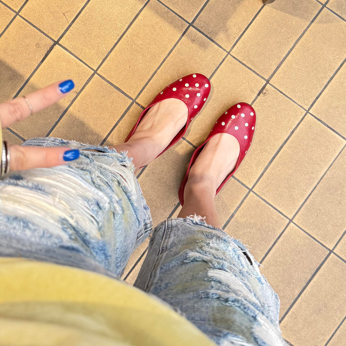 红色波点铆钉芭蕾鞋女平底圆头浅口单鞋舒适百搭一脚蹬软底鞋,淘宝优惠券,粉丝福利购,淘宝优惠卷