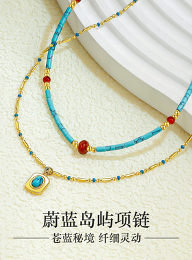 【蔚蓝岛屿】绿松石串珠叠戴项链