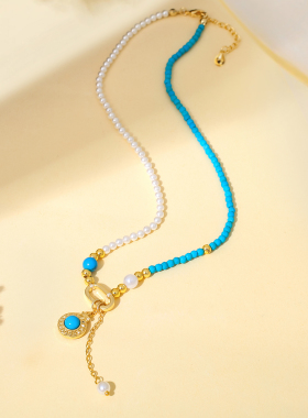 国风小众绿松项链珍珠玛瑙颈饰