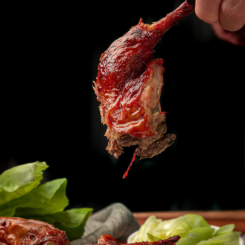 手撕脆皮鸭500g手撕鸭烧烤鸭酒店饭店半成品菜加热即食商用食材