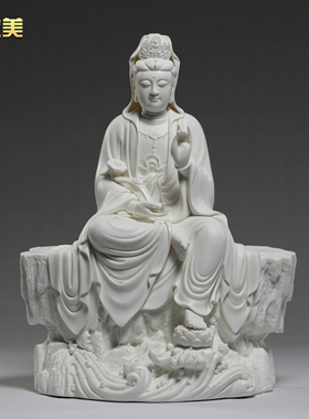 晟美陶瓷18寸坐石裟婆三圣佛像
