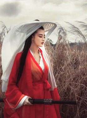 汉服斗笠帽女遮面遮阳