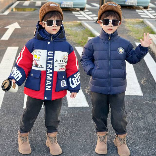 Ultraman Boys Down Jacket Three-in-One Jacket 2026 New Children's 90 Velvet Liner Removable Jacket Trendy