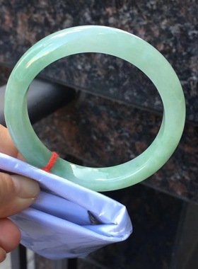 缅甸A货保真正品翡翠冰种飘花正圈手镯圈口58-59女款玉石镯子大口