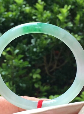 缅甸A货保真正品翡翠圈口51冰种飘花圆条手镯女款少女妈妈小口