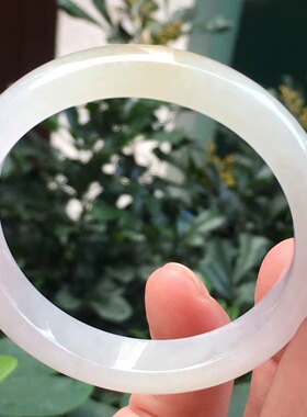 缅甸A货保真正品冰种黄翡翠扁条手镯圈口47小口径